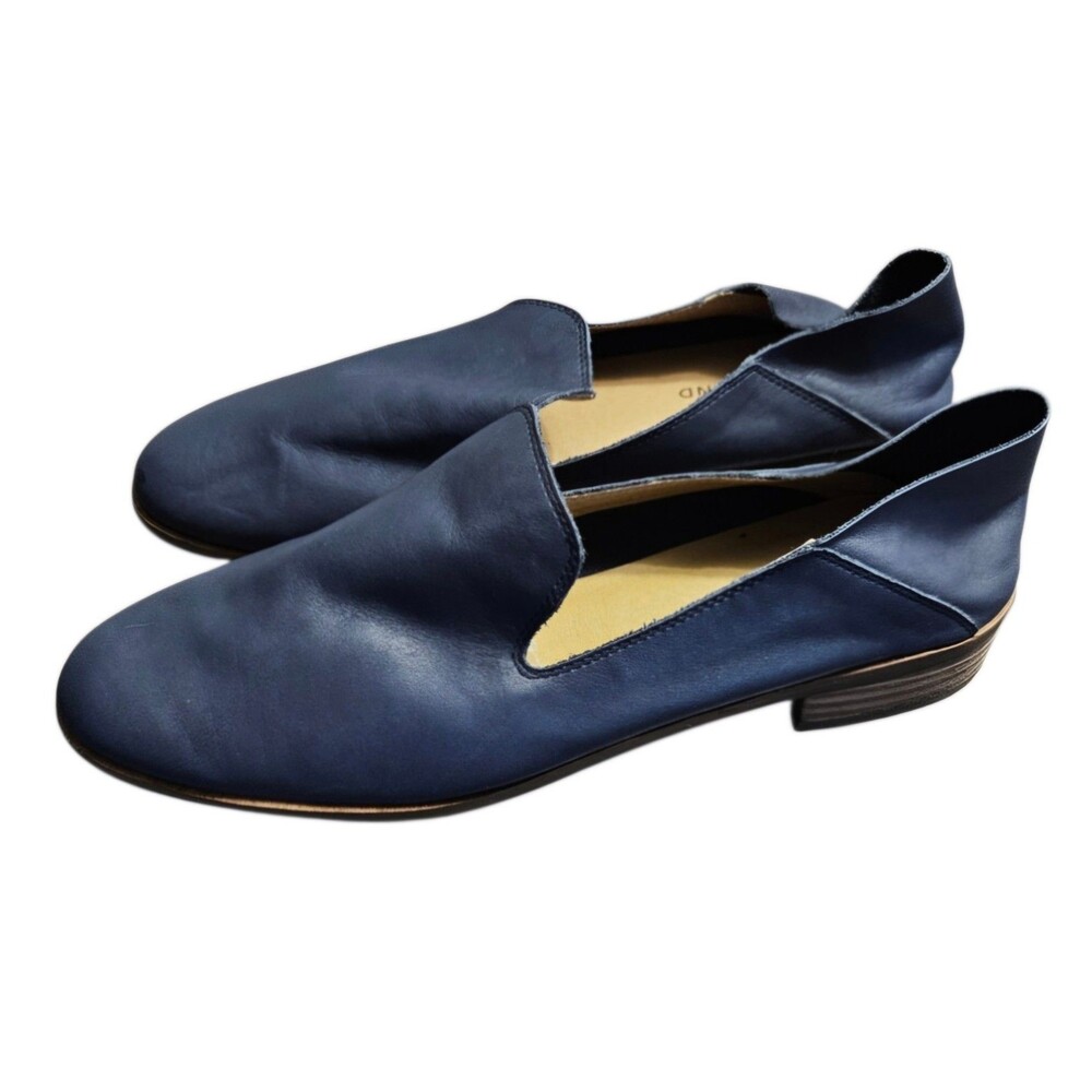 Lucky Brand Womens Cahill Navy Blue Leather Loafer Shoes Size 10 M Low Heel